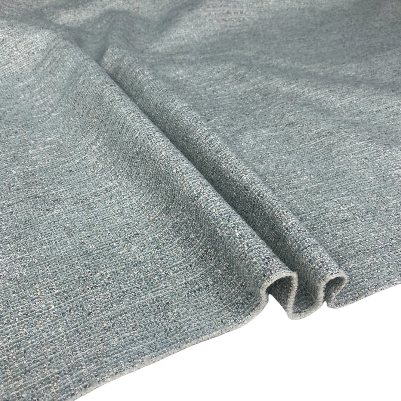 Chenille Woven Upholstery Remnant  - Blue/White