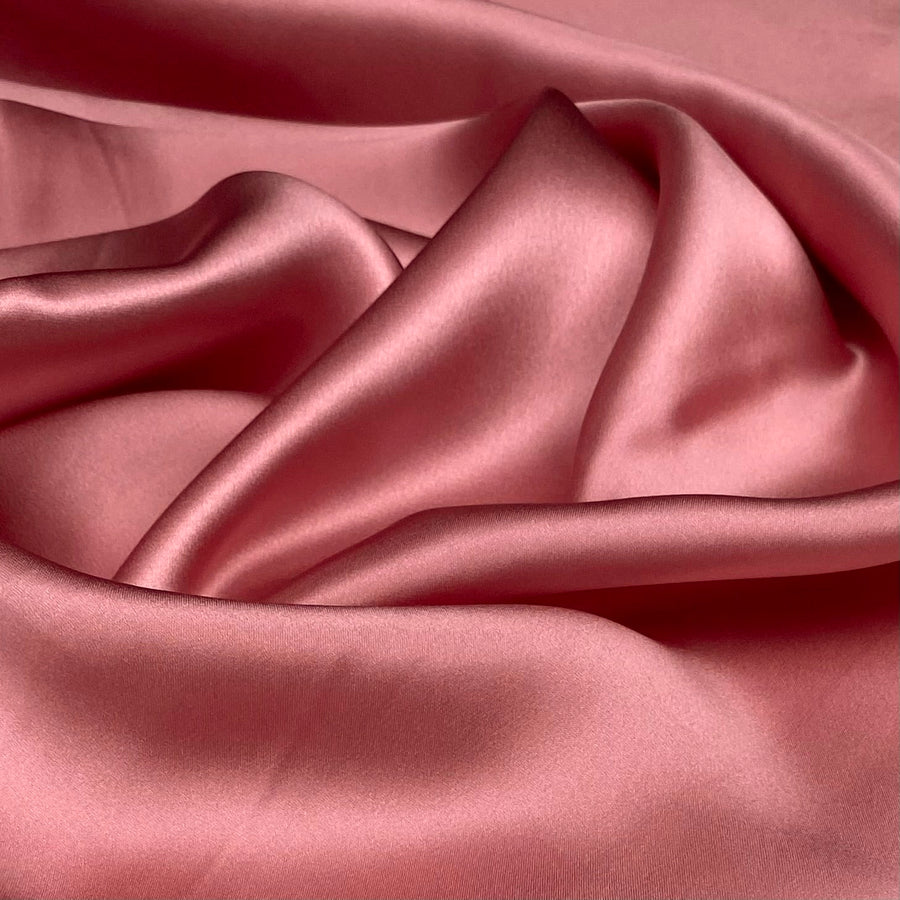 Mulberry Silk Charmeuse Satin - Medium Rose