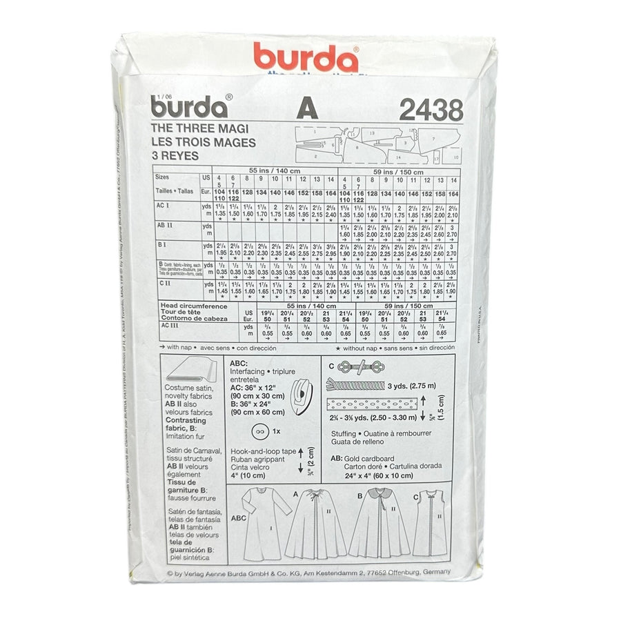 Burda 2438 Child Costume Sewing Pattern
