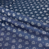 Silk Paisley Jacquard Remnant - Navy/White