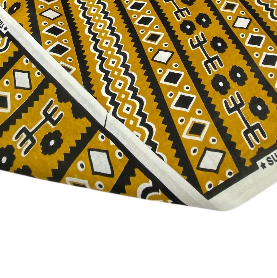 Super Wax African Printed Cotton - Striped - Gold/Black