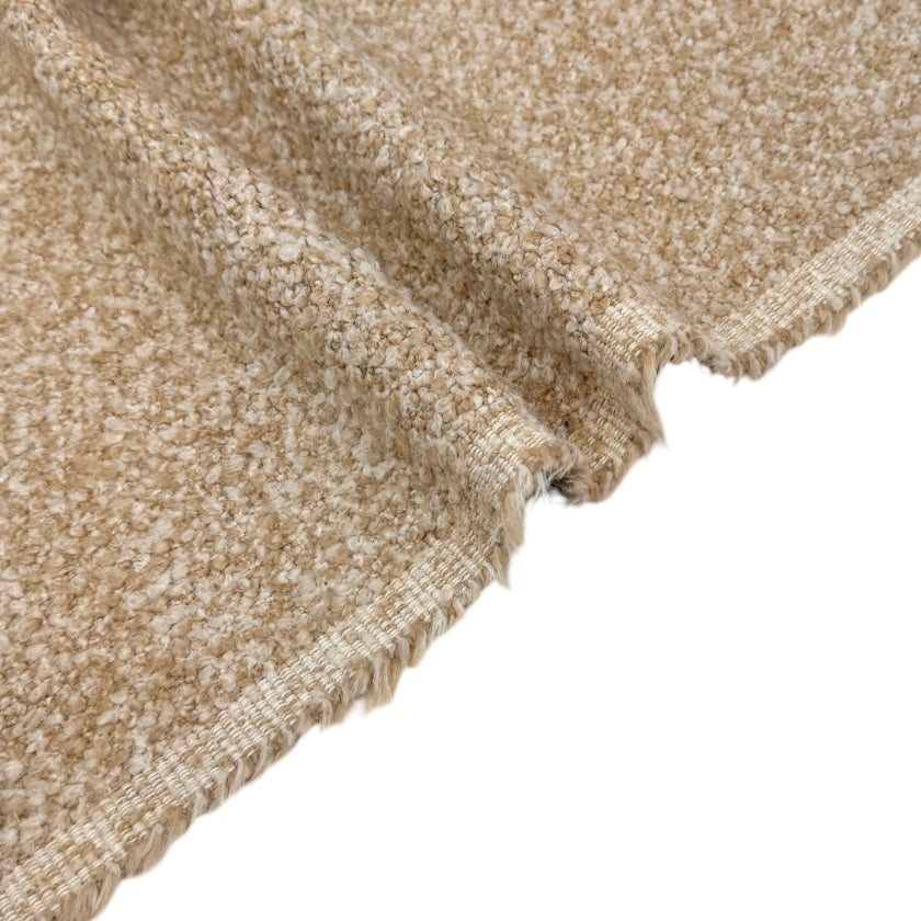 Boucle Wool Upholstery Remnant - Beige/White