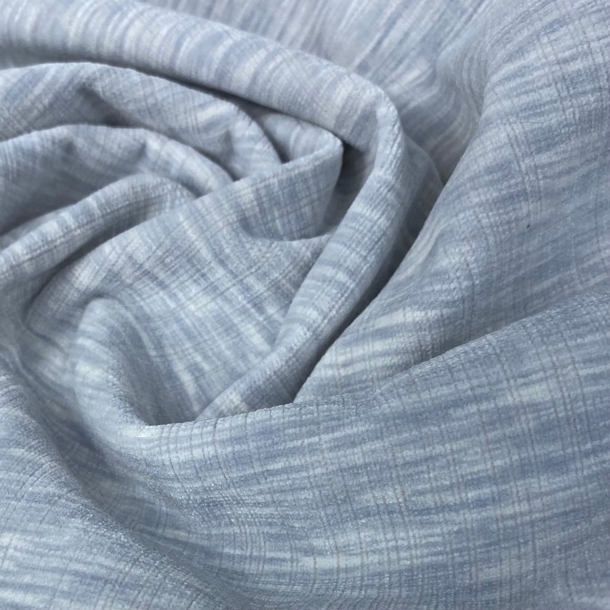 Velvet Upholstery Designer Remnant  - Grey/White