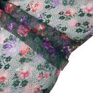 Printed Floral Embroidered Lace - Green/Purple/Red