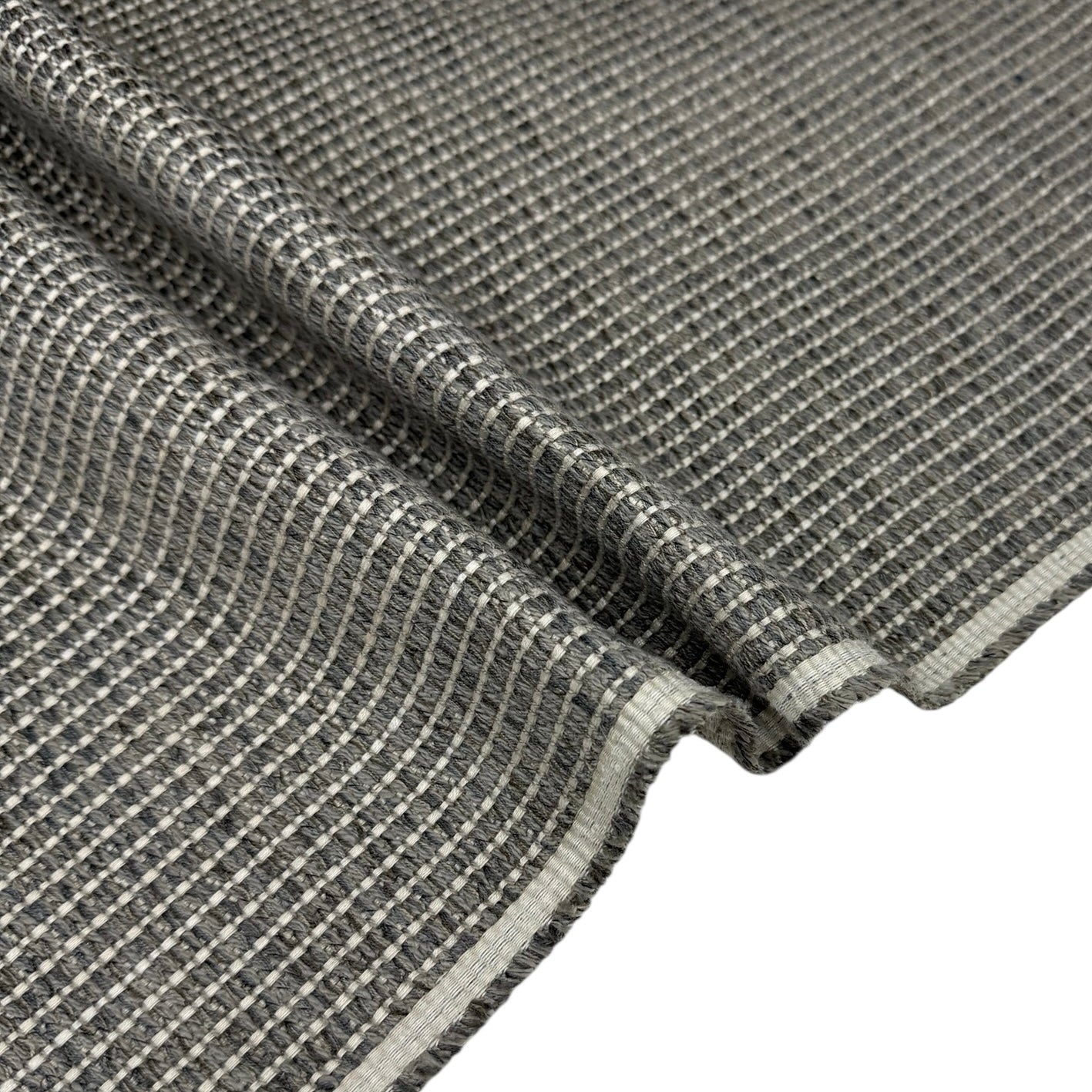 Cotton Striped Upholstery Remnant - Grey/White