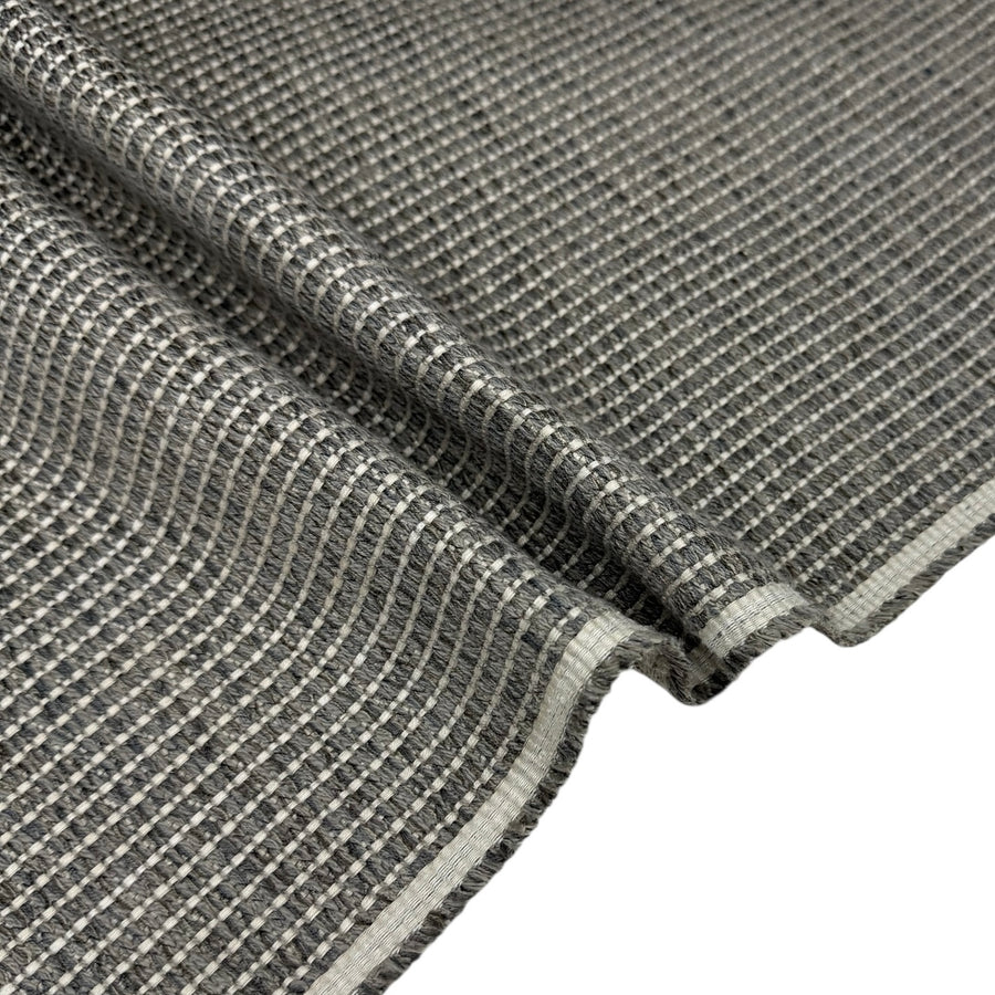 Cotton Striped Upholstery Remnant - Grey/White