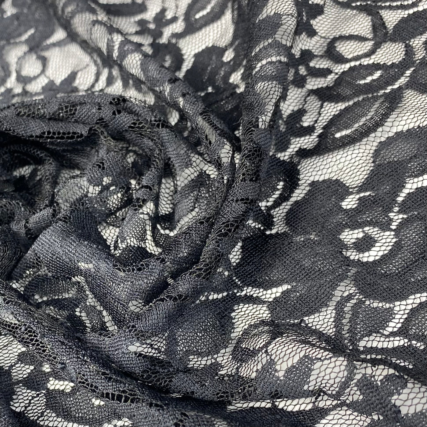 Stretch Floral Lace - 60” - Black
