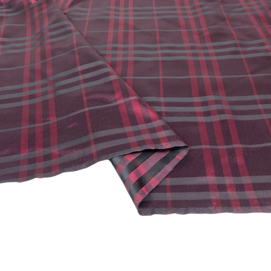 Plaid Silk/Polyester - Red / Black - Remnant