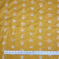 Patterned Crown Upholstery Remnant - Mustard/Beige/White
