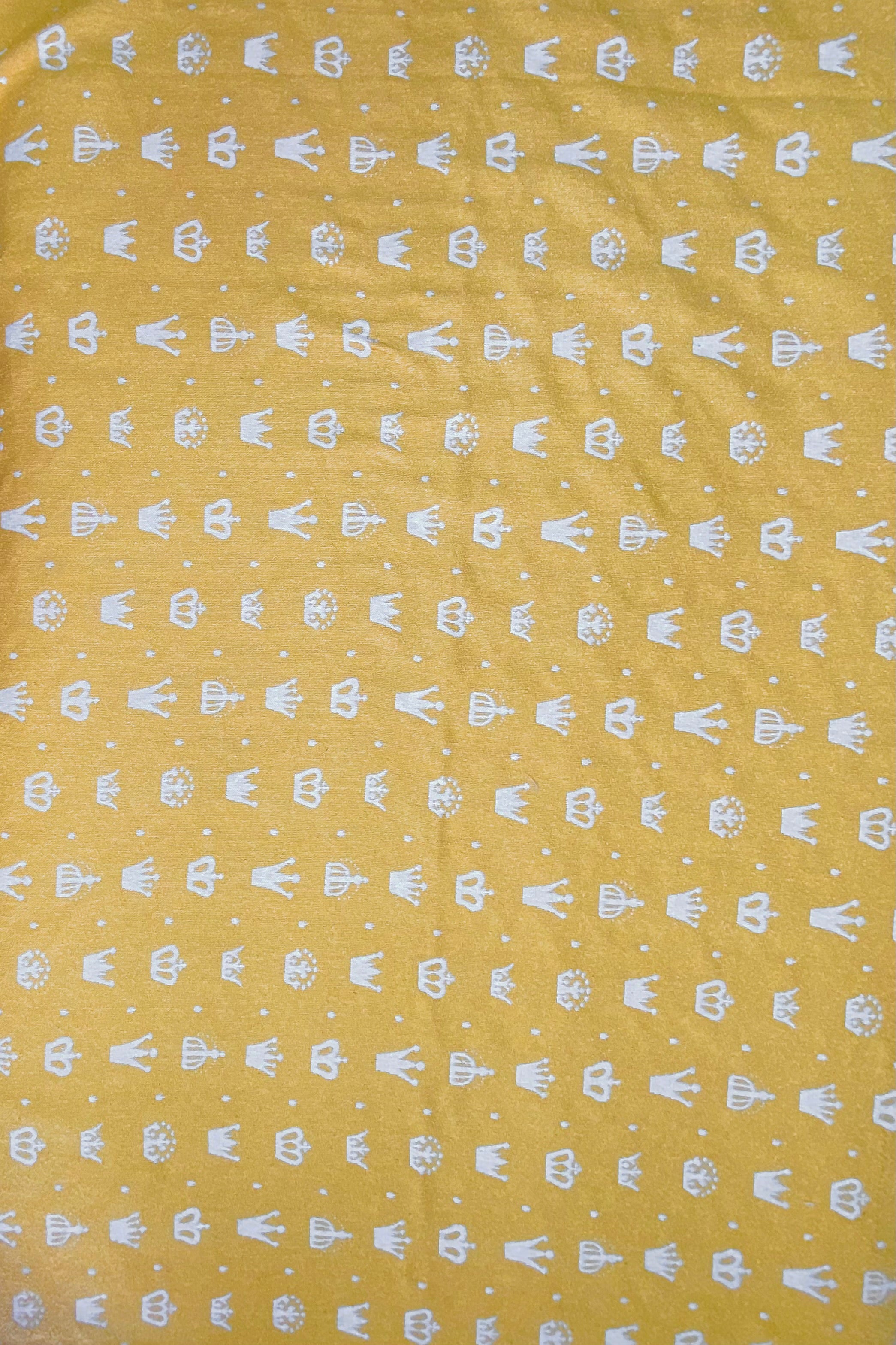 Patterned Crown Upholstery Remnant - Mustard/Beige/White