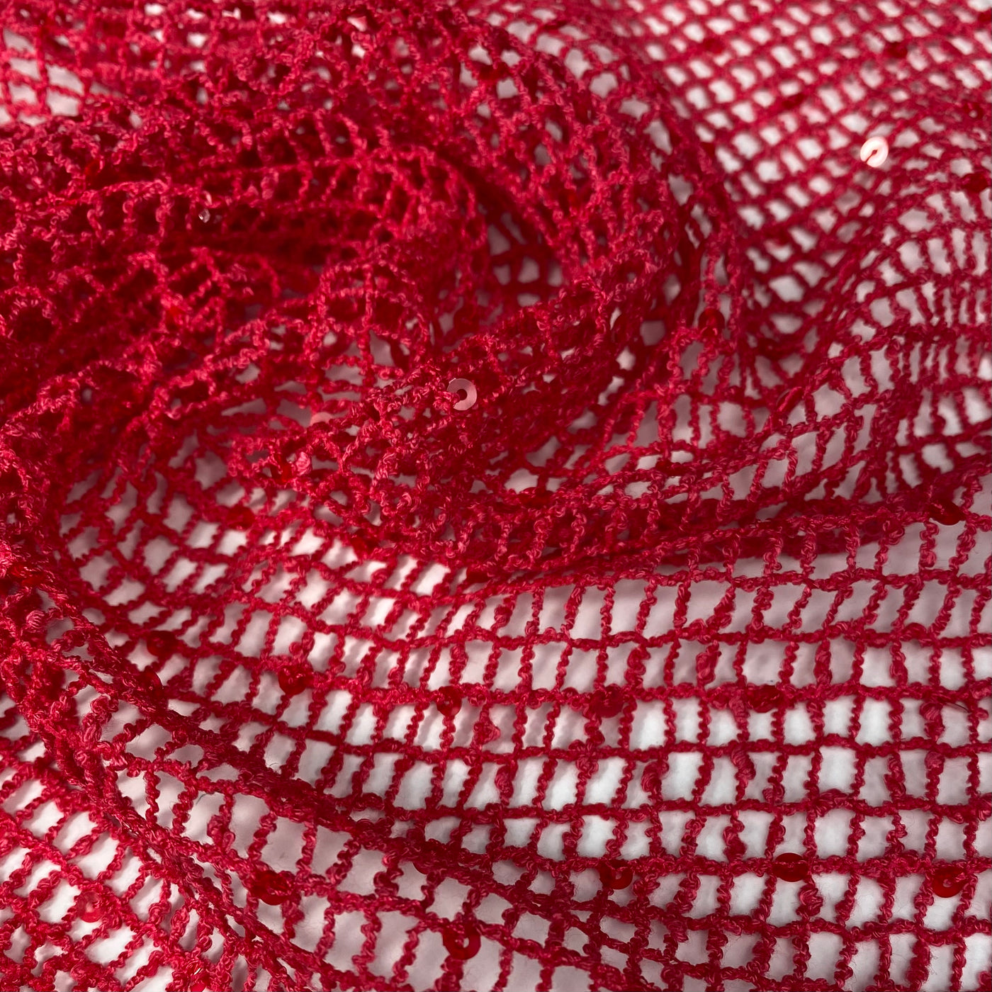 Sequin Mesh - Red