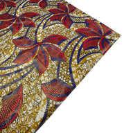 Metallic Super Wax African Printed Cotton - Red/Blue/Gold
