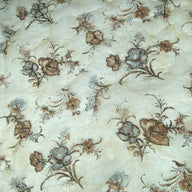 Beaded Floral Printed Crinkled Organza - Remnant - Brown