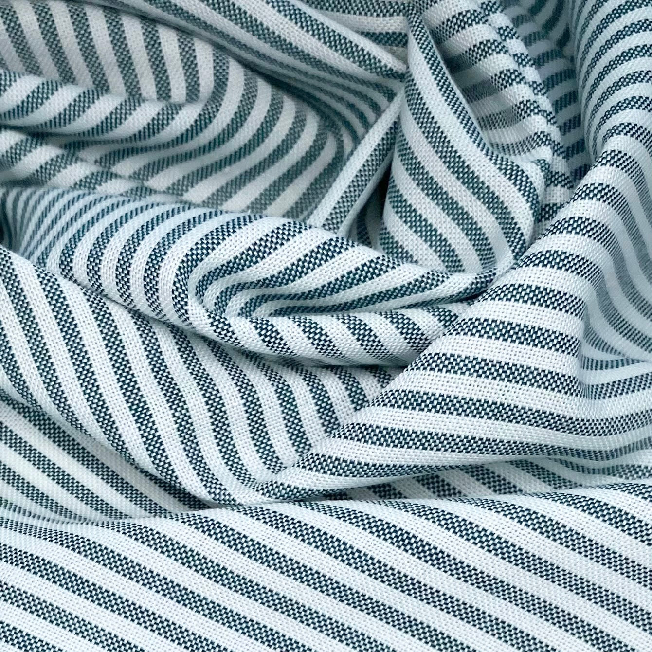 Striped Woven Cotton Blend - White/Green