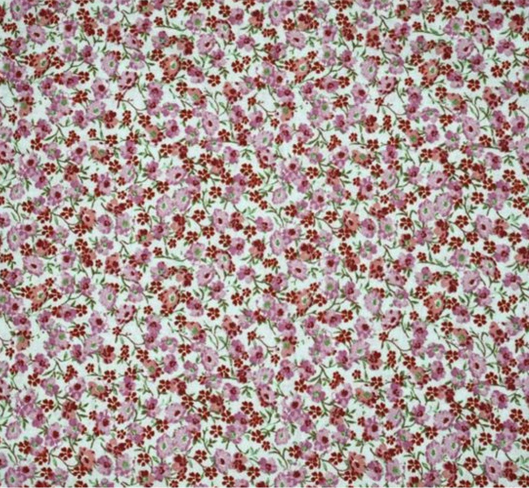 Printed Quilting Cotton Remnant - Small Floral - Pink