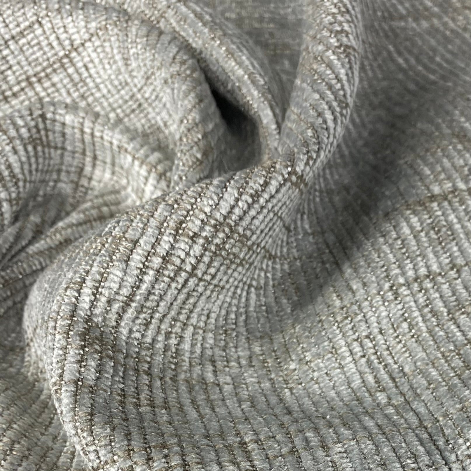 Chenille Upholstery Designer Remnant  - Grey/Beige