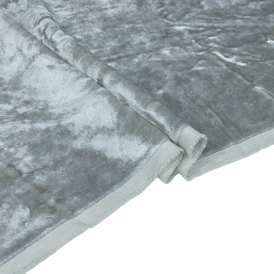 Crushed Cotton Velvet Upholstery Designer Remnant - Silver