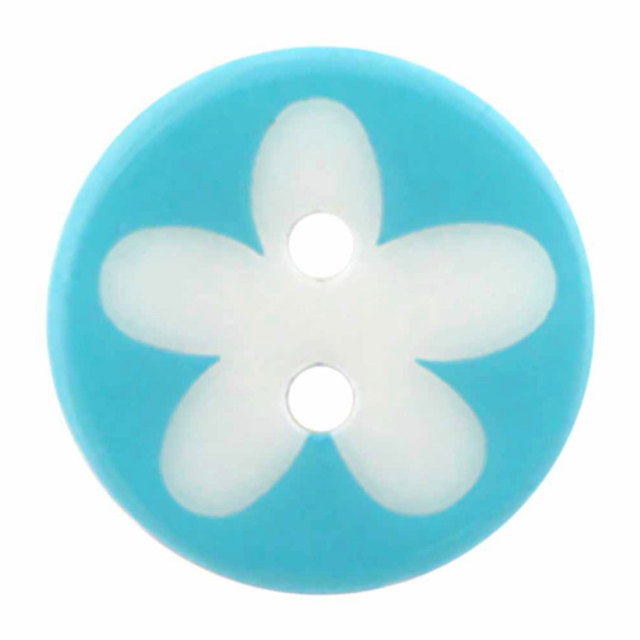 Novelty 2-Hole Button - Flower - Turquoise - 17mm - 3pcs