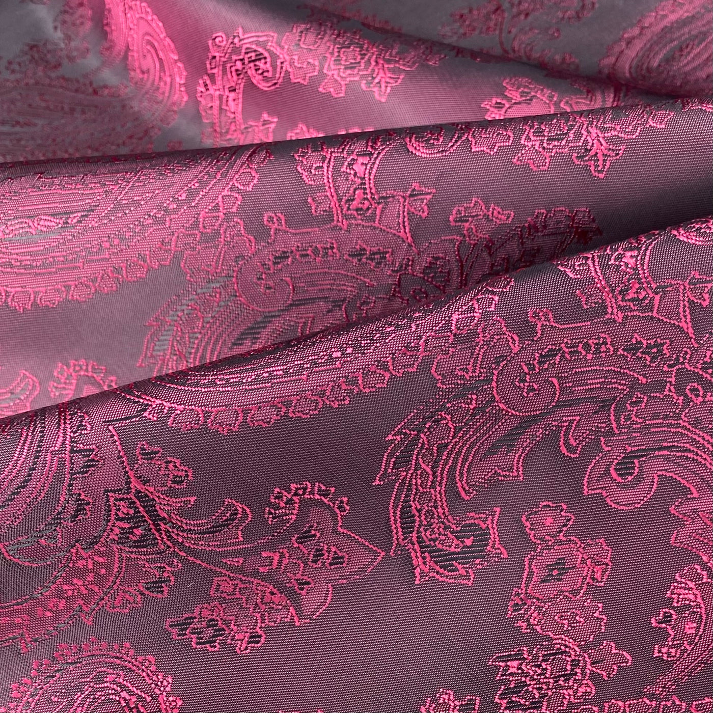 Two Tone Paisley Jacquard Lining - Pink/Black