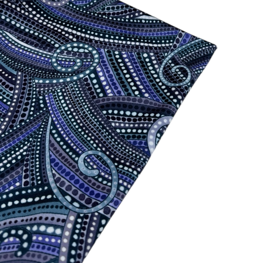 Printed Stretch Polyester Knit - Blue/Purple/White
