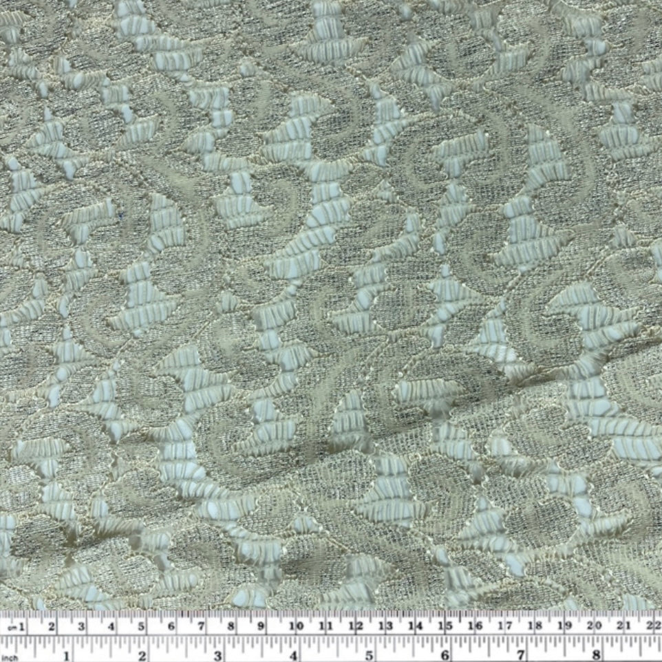 Corded Lace - Ivory/Silver