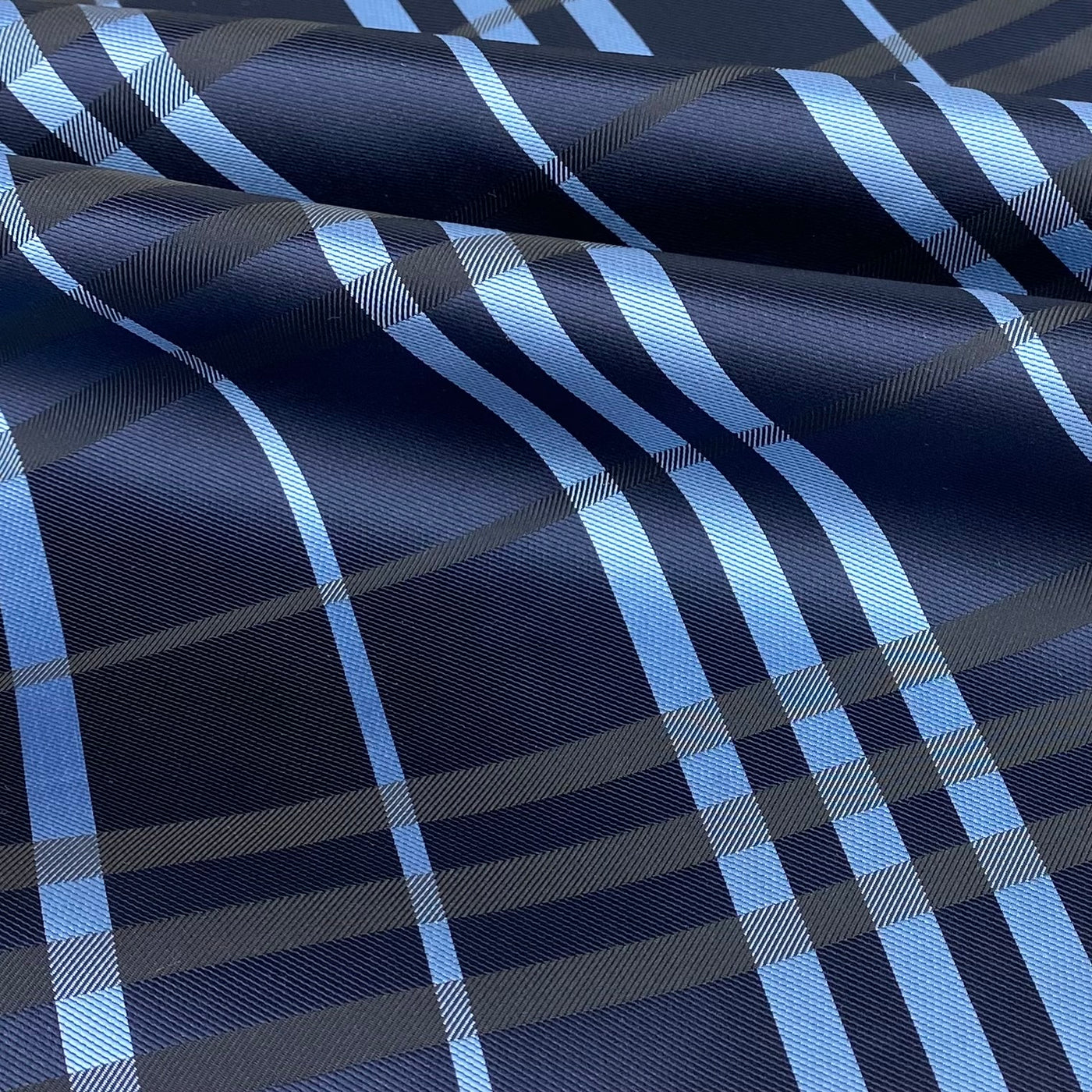 Plaid Polyester - Blue / Black - Remnant