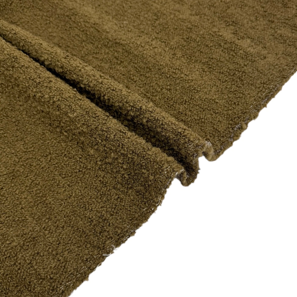 Boucle Wool Upholstery Remnant - Olive