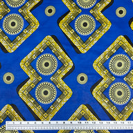 African Printed Cotton - Blue/Yellow