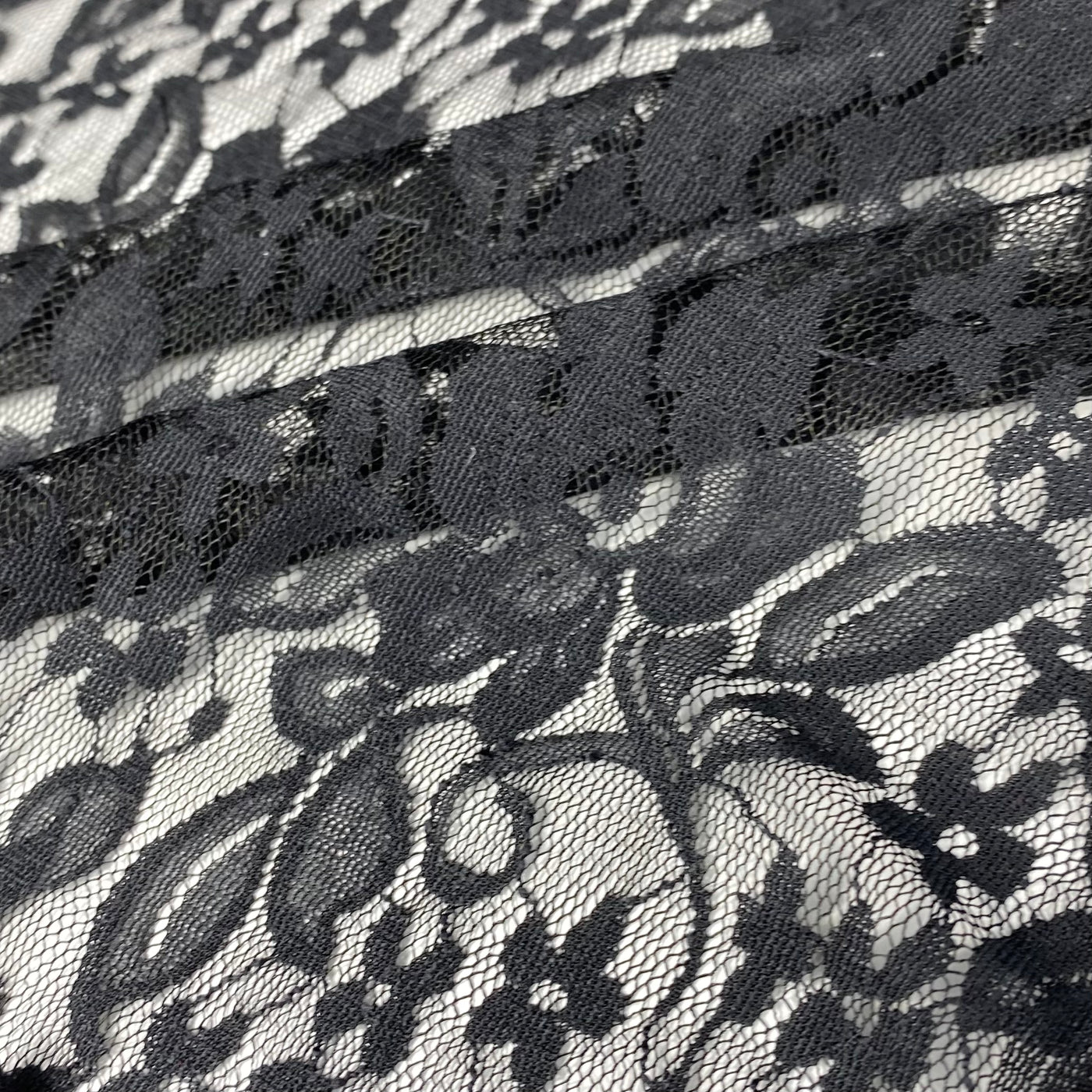 Stretch Floral Lace - 60” - Black