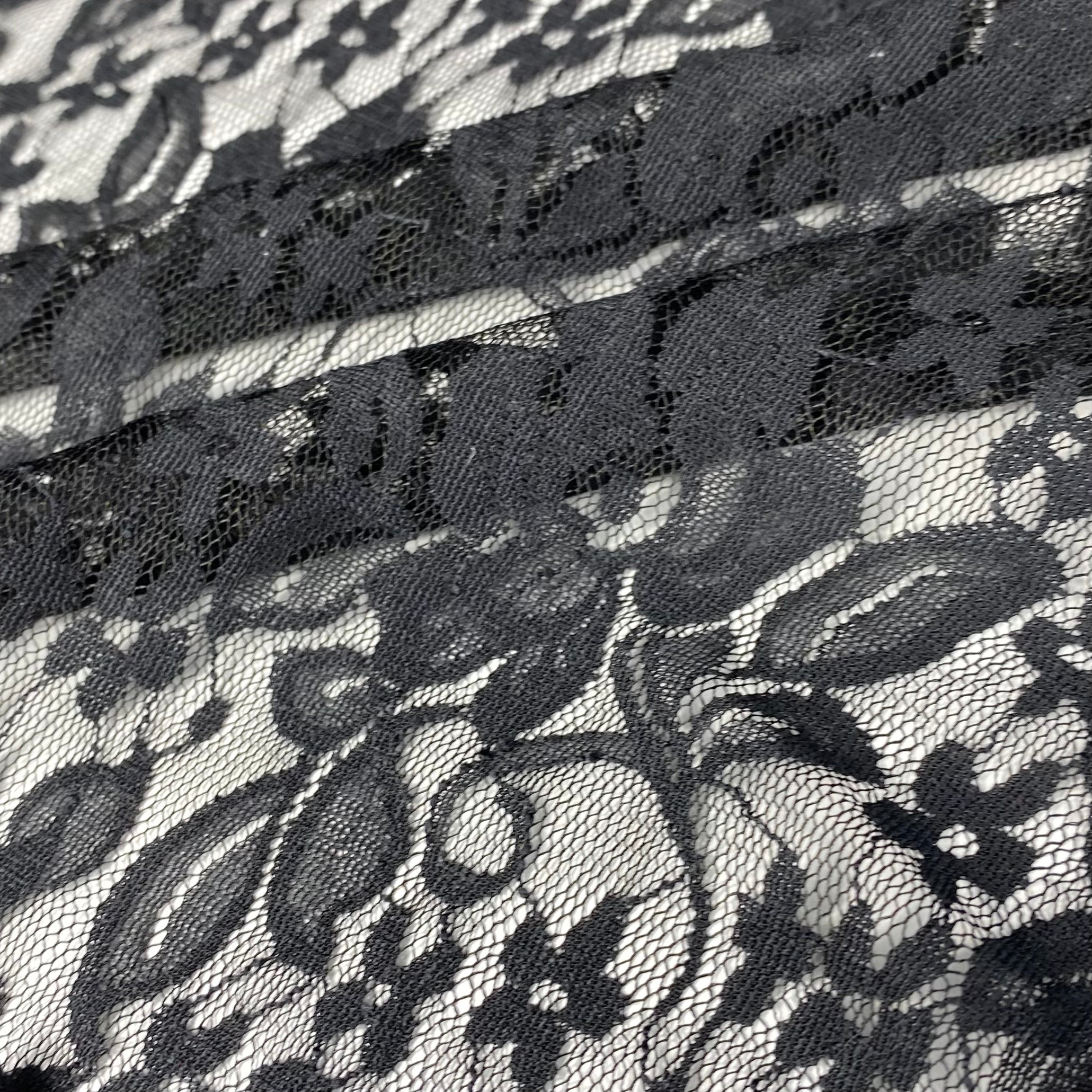 Stretch Floral Lace - 60” - Black