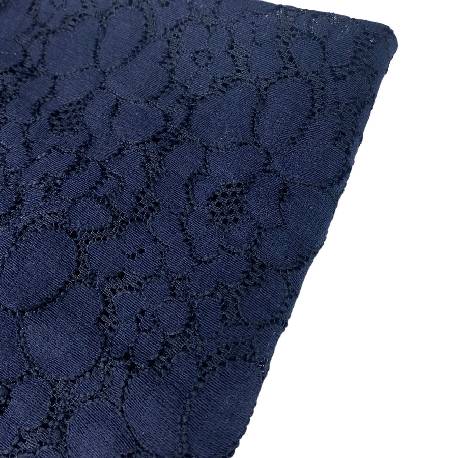 Floral Corded Lace - Navy