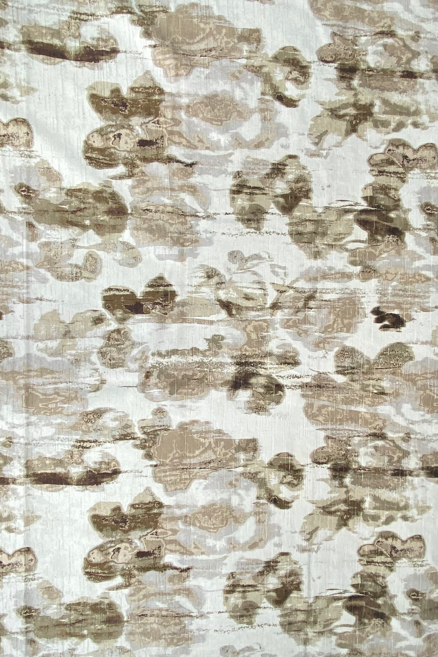 Patterned Velvet Upholstery Remnant - White/Beige/Brown
