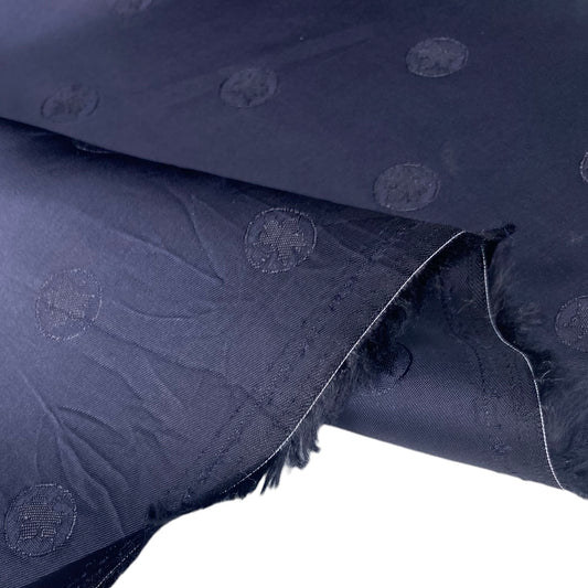 Patterned Lining - Maple Leaf - Navy