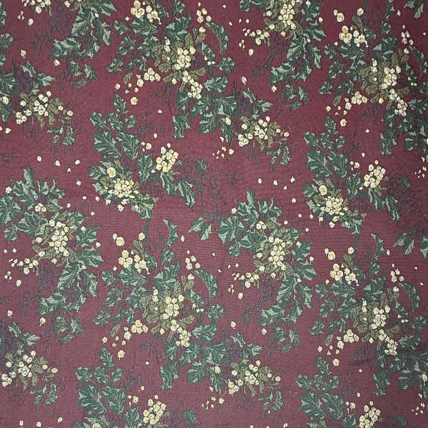 Floral Patterned Upholstery Remnant - Burgundy/Green/Gold