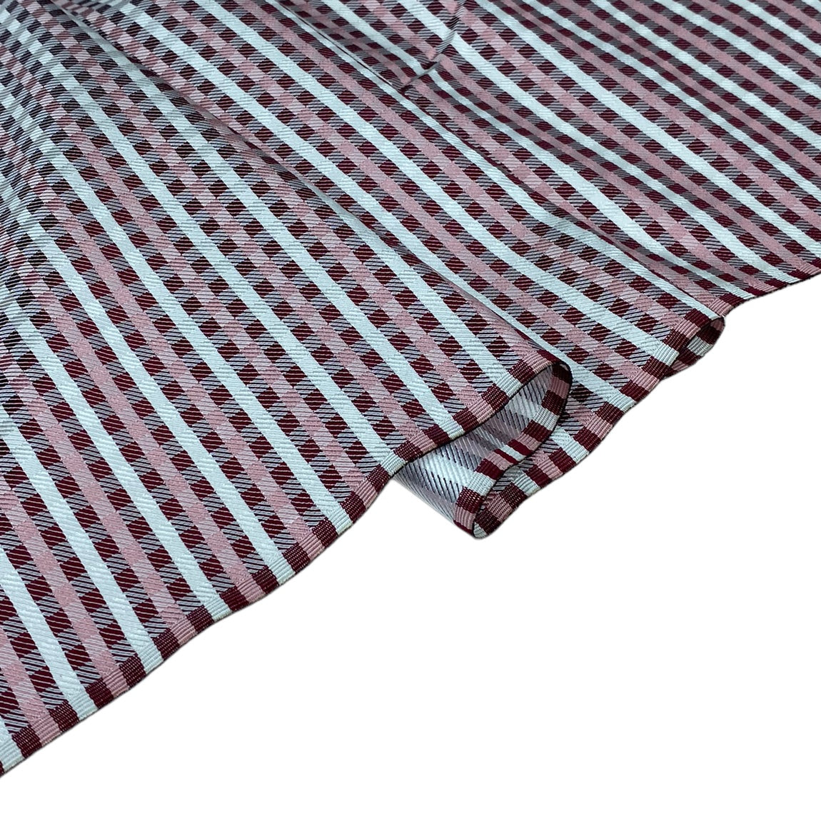 Plaid Silk/Polyester - Red / Pink / White - Remnant