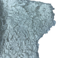 Corded French Lace with Finished Scalloped Eyelash Edge - Remnant - White