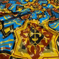 Metallic Super Wax African Printed Cotton - Blue/Yellow/Gold