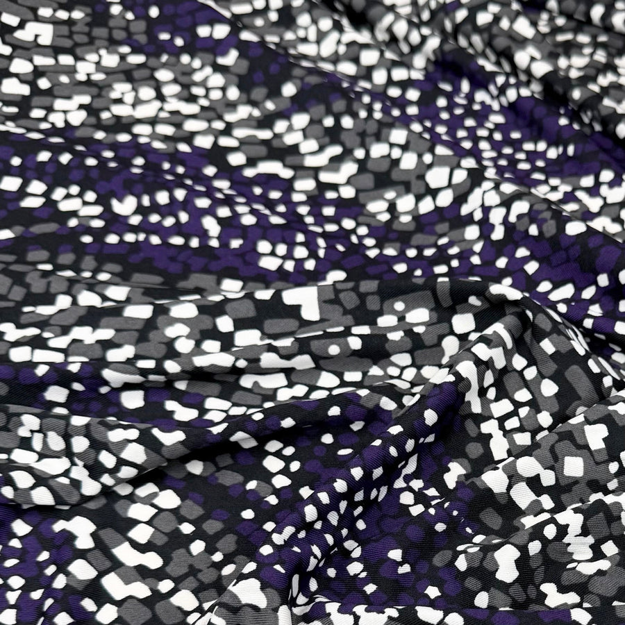 Diagonal Striped Polyester Stretch Knit - Purple/Black/Grey/White