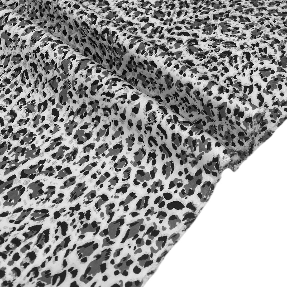 Lightweight Printed Cotton Cheetah - White/Black/Grey
