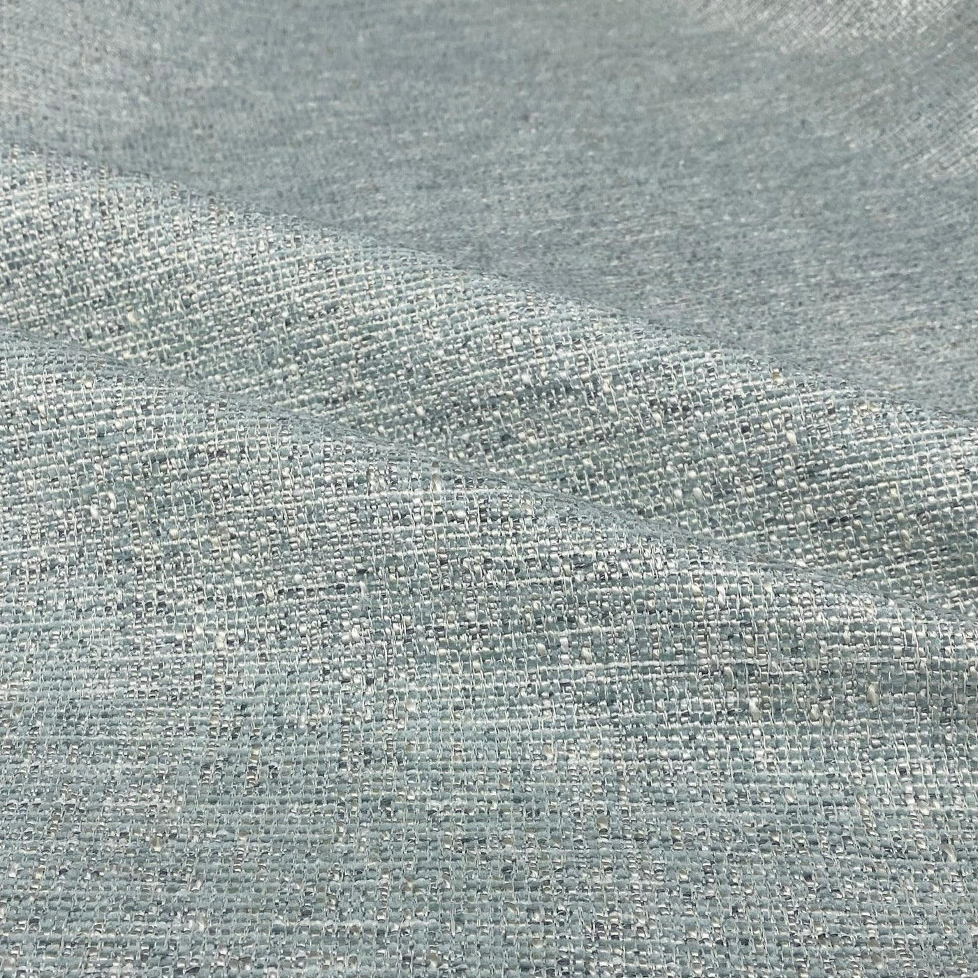 Chenille Woven Upholstery Remnant  - Blue/White