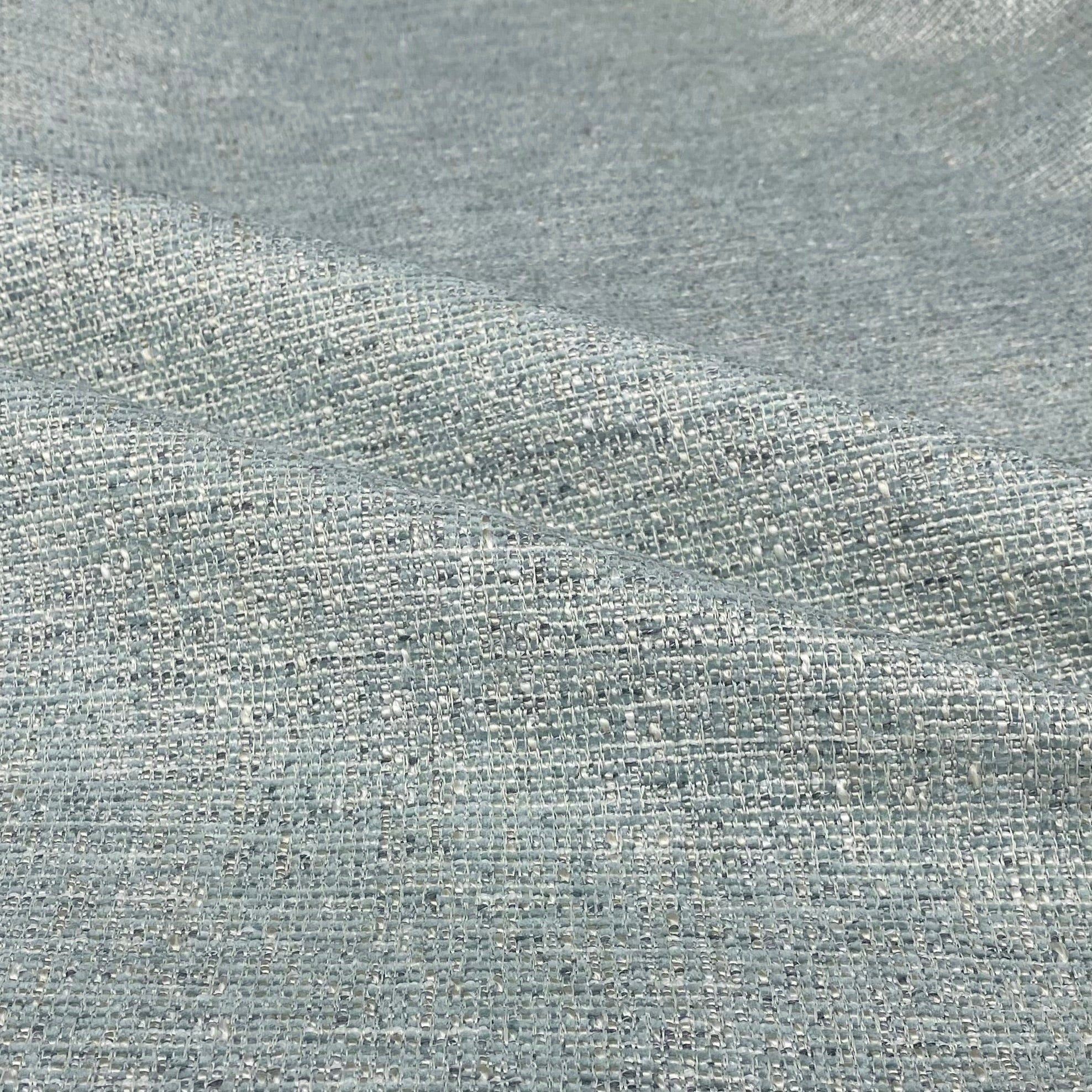 Chenille Woven Upholstery Remnant  - Blue/White