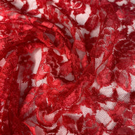 Floral Embroidered Lace - Red