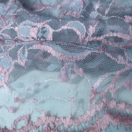 Floral Embroidered Lace with Finished Edges - Grey/Pink