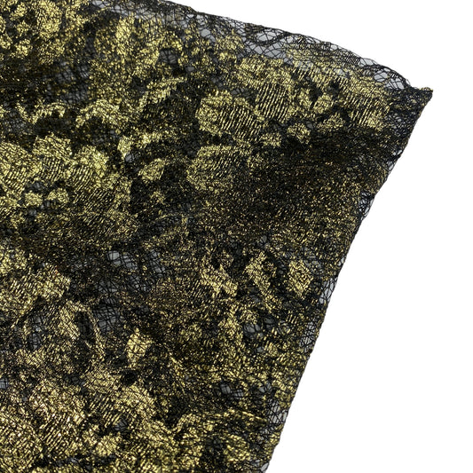 Floral Embroidered Lace - Black/Gold