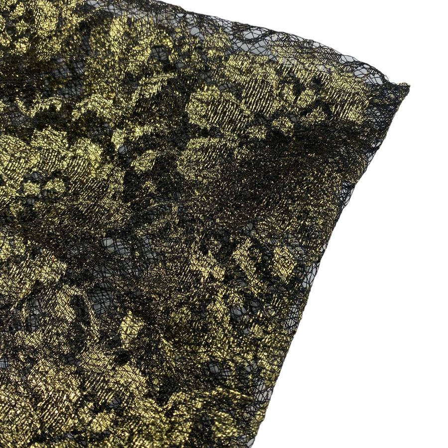 Floral Embroidered Lace - Black/Gold￼