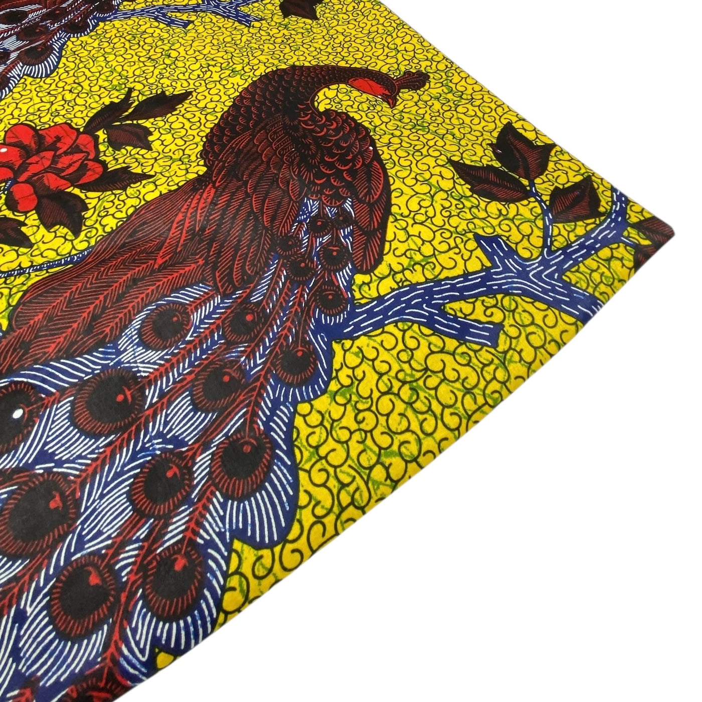 Super Wax African Printed Cotton - Peacock - Yellow