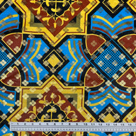 Metallic Super Wax African Printed Cotton - Blue/Yellow/Gold
