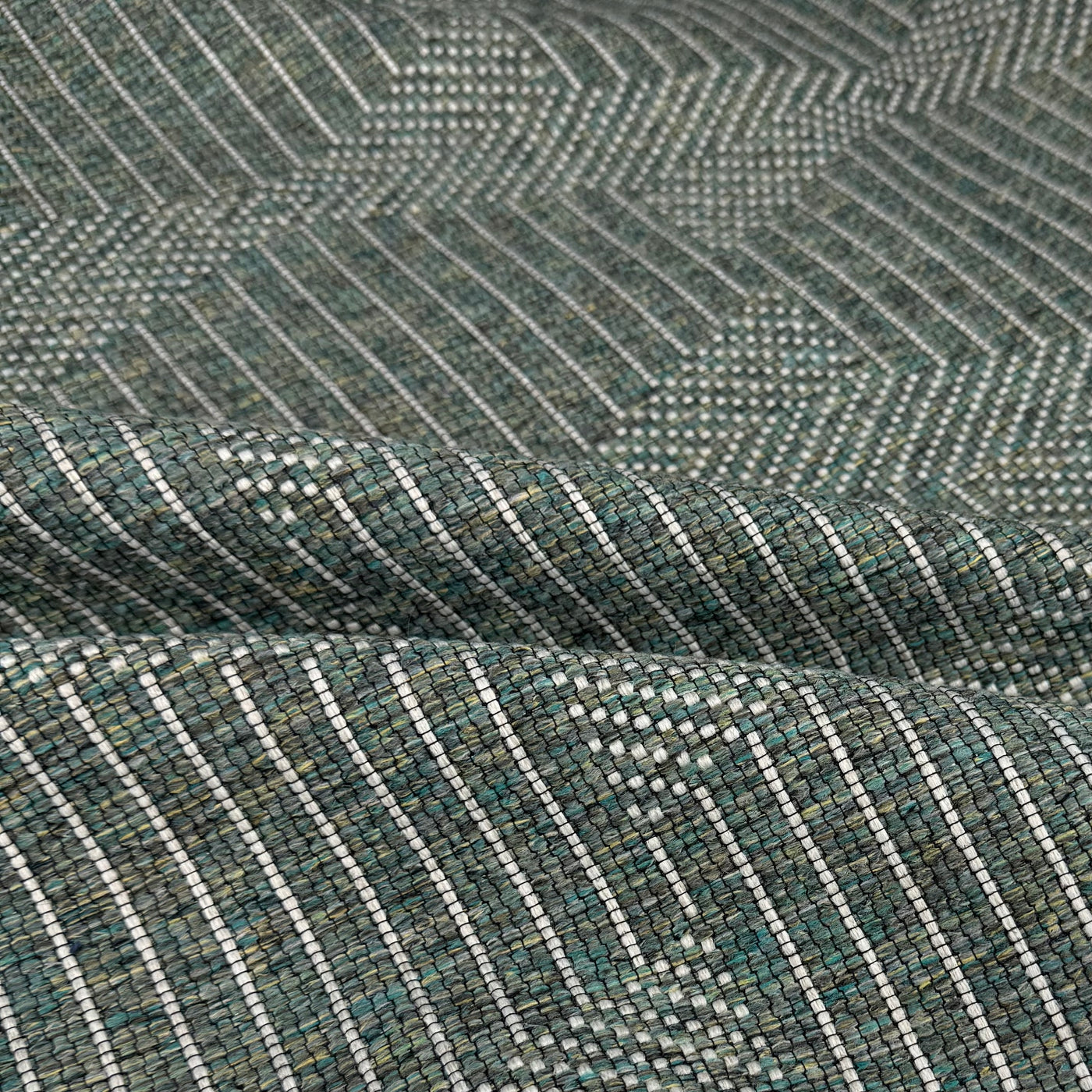 Patterned Upholstery Remnant - Turquoise/Grey/Green/White