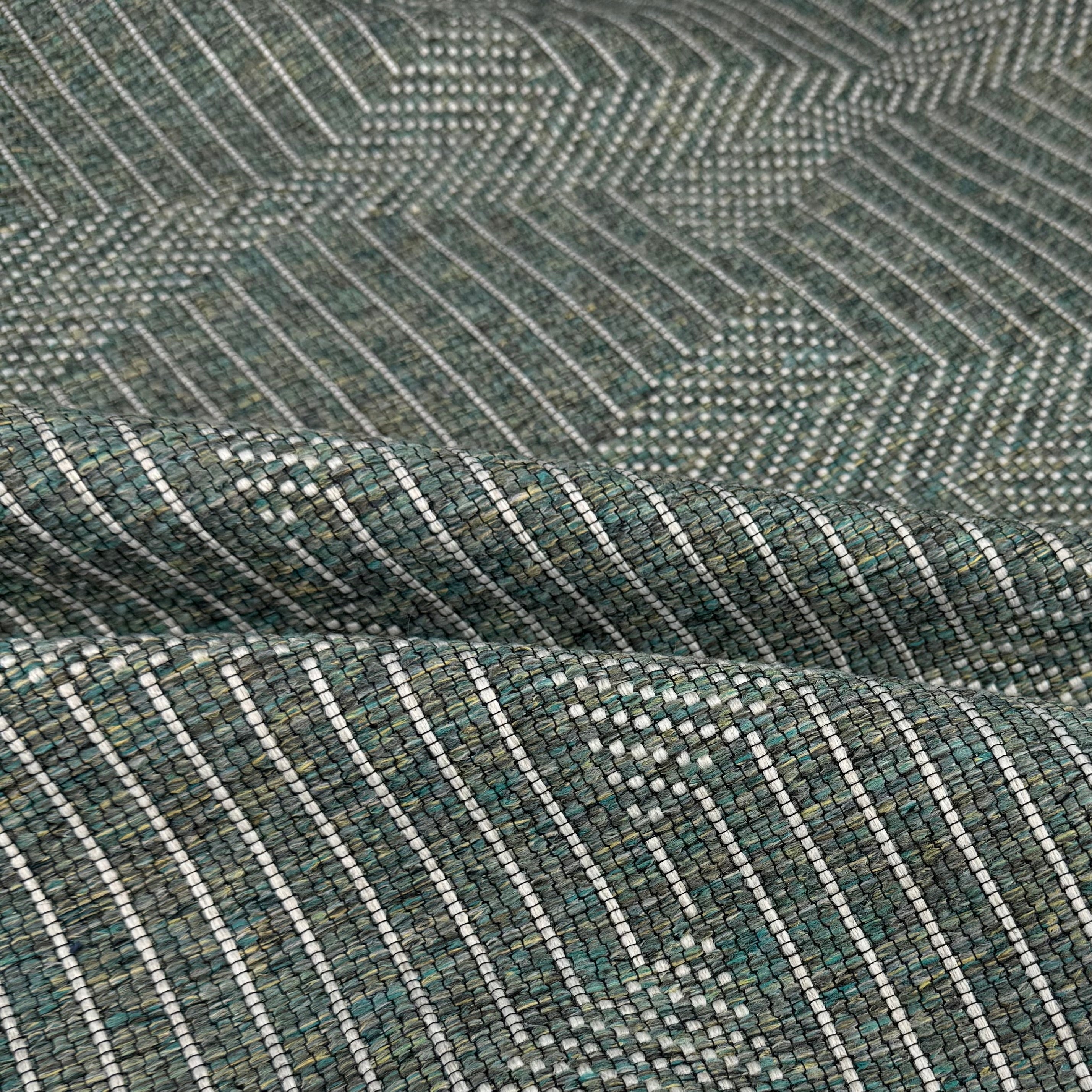 Patterned Upholstery Remnant - Turquoise/Grey/Green/White