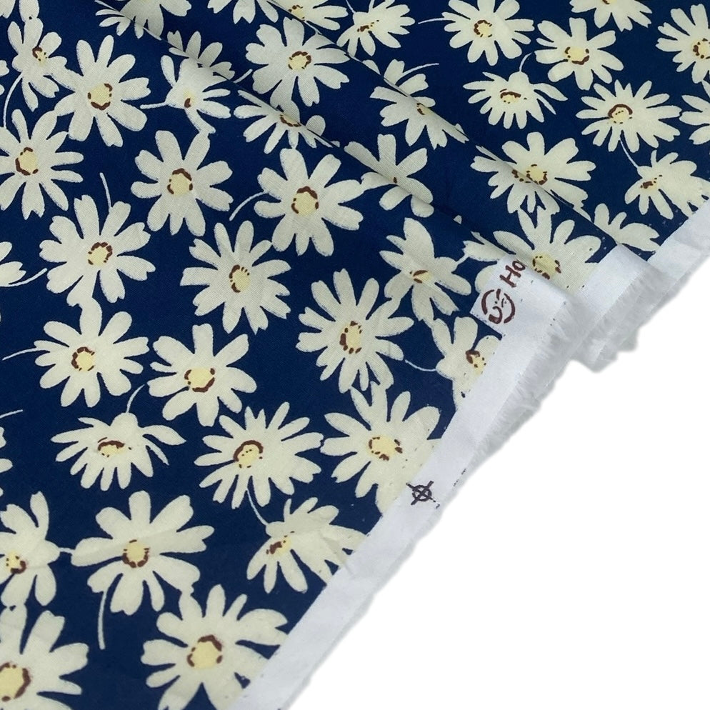 Floral Lightweight Printed Cotton - Blue/Ivory
